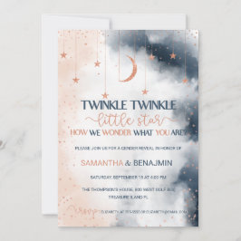 性別リビール招待状、赤面ピンクとネイビーブルー 招待状