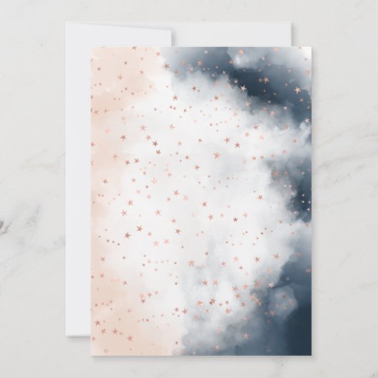 性別リビール招待状、赤面ピンクとネイビーブルー 招待状 (裏面)