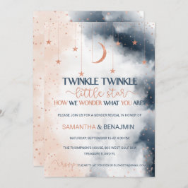 性別リビール招待状、赤面ピンクとネイビーブルー 招待状