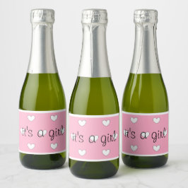 性別リビール（女の子）きらめくワインラベル(セット スパークリングワインラベル
