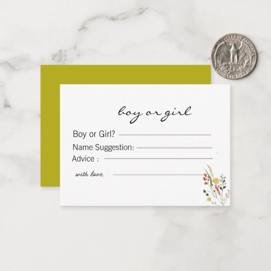 性別予測およびアドバイスカード ノートカード (正面/裏面インサイチュ)