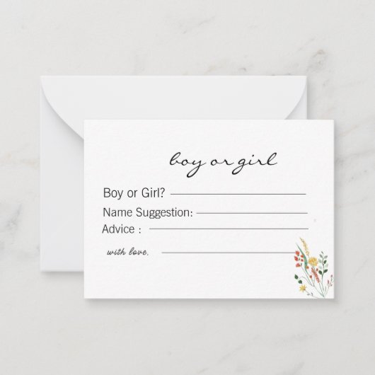 性別予測およびアドバイスカード ノートカード (正面)