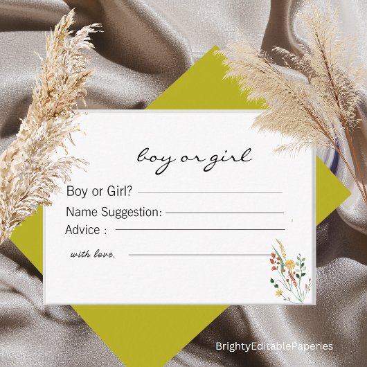 性別予測およびアドバイスカード ノートカード