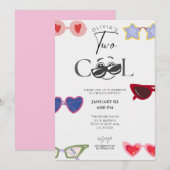 性別問わずユーモア溢れる2歳の誕生日 招待状 (正面/裏面)