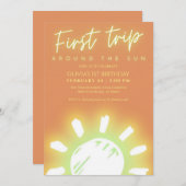 性別問わず 初めての誕生日おめでとう  招待状 (正面/裏面)