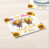 性別彼または彼女はそれがどうなるかを明らかにする スクエアペーパーコースター (アングル)