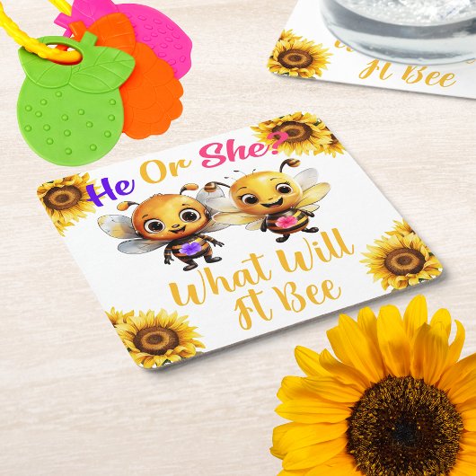 性別彼または彼女はそれがどうなるかを明らかにする スクエアペーパーコースター