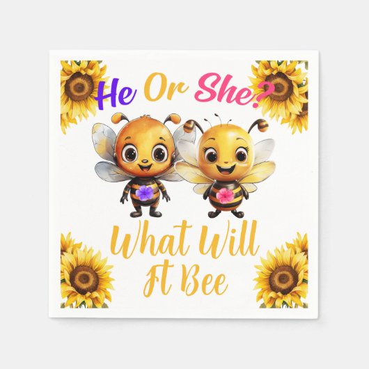 性別彼または彼女はそれがどうなるかを明らかにする スタンダードカクテルナプキン (正面)