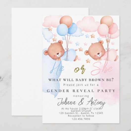 性別発表のご案内 招待状 (正面/裏面)