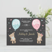 性別発表の招待状 テディベア 男の子？女の子？ 招待状 (スタンド正面)