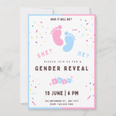 性別発表の招待状　足　男の子か女の子か 招待状 (正面)