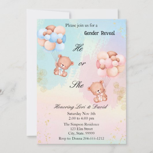 性別発表クマの招待状 招待状 (正面)