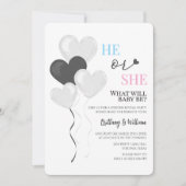 性別発表バルーン テーマ ミニマル おなかの子の性別は？ 招待状 (正面)