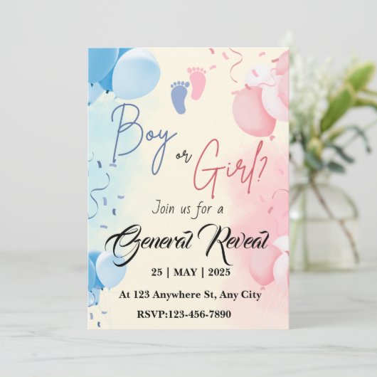 性別発表パーティー招待状テンプレート シーズンカード (スタンド正面)