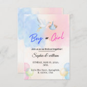 性別発表パーティー テンプレート 招待状 (正面/裏面)