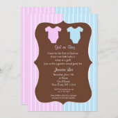 性別発表パーティー ベビーシャワー 招待状 (正面/裏面)