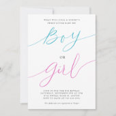性別発表パーティー　男の子？女の子？ シンプルなスクリプト 招待状 (正面)