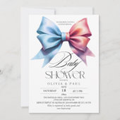 性別発表ピンキーブルー 赤ちゃん 男の子 女の子 招待状 (正面)