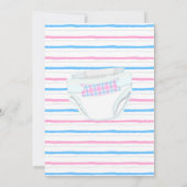 性別発表ピンクとブルーのおむつパーティー 招待状 (裏面)