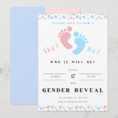 性別発表招待状, 男の子か女の子, 足 招待状 (正面/裏面)