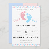 性別発表招待状, 男の子？女の子？, 足 招待状 (正面/裏面)