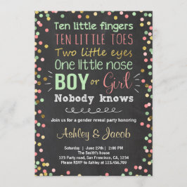 性別発表招待状 緑 コーラル 男の子？女の子？ 招待状