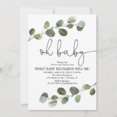 性別発表 イオノセアム ブラック ホワイト シンプル 招待状 (正面)