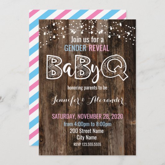 性別発表 BaByQ 招待状 (正面/裏面)