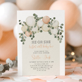 性別発表 He or She グリーン風船 招待状