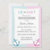 性別航海の表示パーティの招待状ブルーピンク 招待状 (正面)