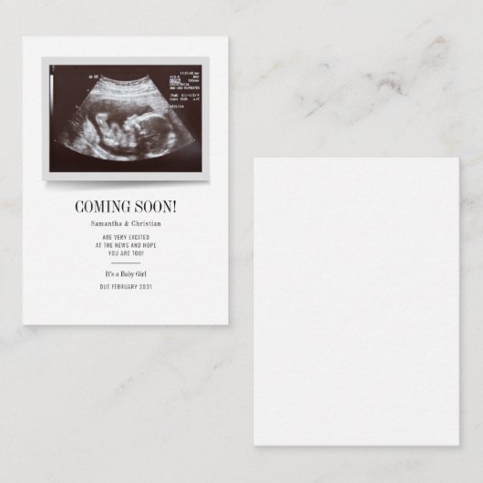 性別超音波写真妊娠を明らかにする ノートカード (正面/裏面)