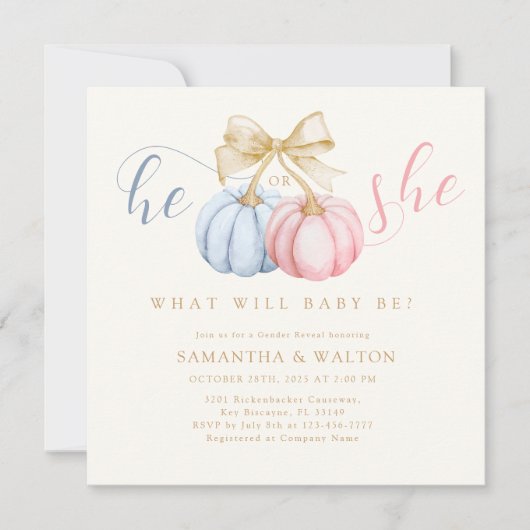 性別開示パーティの招待状 招待状 (正面)