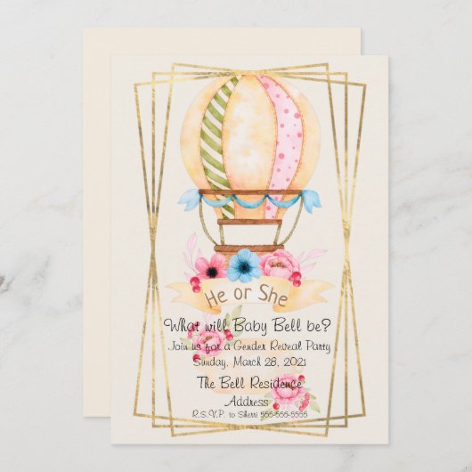 性別開示パーティの招待状 招待状 (正面/裏面)