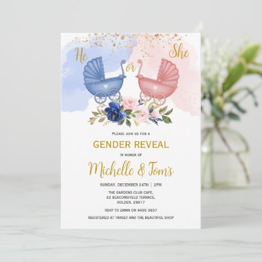 性別開示パーティの招待状 招待状 (スタンド正面)