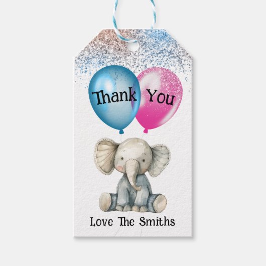 性別開示パーティー感謝の贈り物ラベル ギフトタグ (正面)