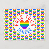 性別、虹のハートを解放 ポストカード (正面)