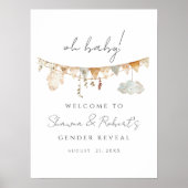 性別Boho赤ちゃんシャワー歓迎サインを明らかにする ポスター (正面)