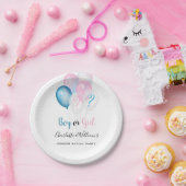 性明かすパーティー男の子の青ピンク白 ペーパープレート (パーティー)