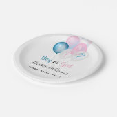 性明かすパーティー男の子の青ピンク白 ペーパープレート (アングル)