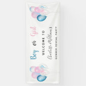 性明かすパーティー男の子の青ピンク白 横断幕 (縦)