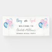 性明かすパーティー男の子の青ピンク白 横断幕 (横)