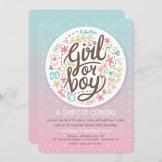 性点々のある別の表示招待状 招待状 (正面/裏面)