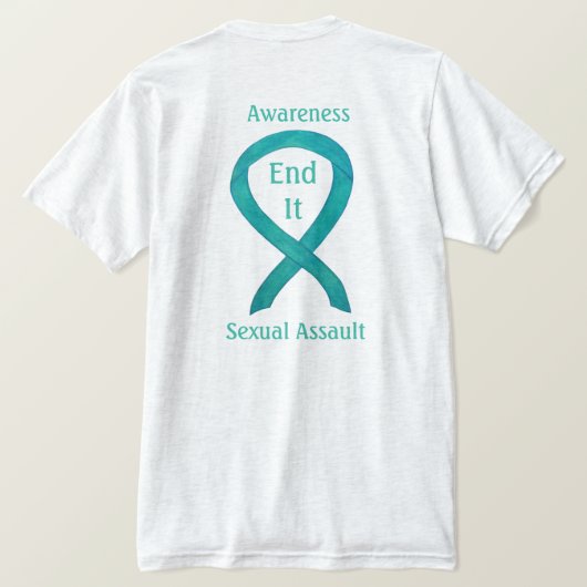 性的暴行認識度リボンカスタムシャツ Tシャツ (デザイン裏面)