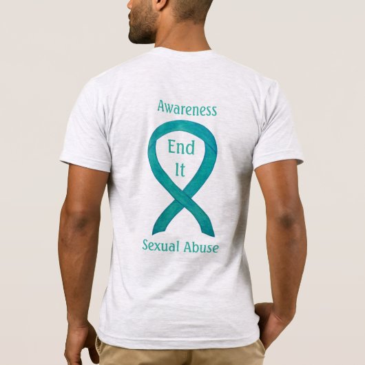性的虐待認識度リボンカスタムシャツ Tシャツ (裏面)