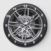 性能カータイヤパーソナライズされた ラージ壁時計 (正面)