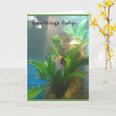 怪しげな天使の魚のグリーティングカード カード (黄色い花)