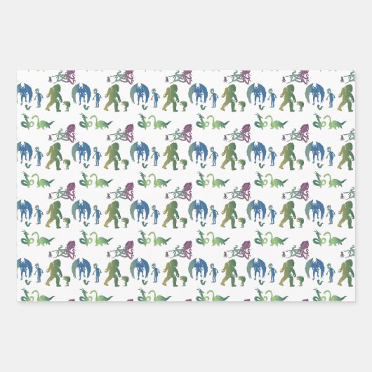 怪物おもしろい懇親会グラデーション神話の生き物 ラッピングペーパーシート (正面)