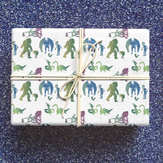 怪物おもしろい懇親会グラデーション神話の生き物 ラッピングペーパーシート