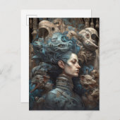 怪物に囲まれた超現実的な絵葉書き ポストカード (正面/裏面)