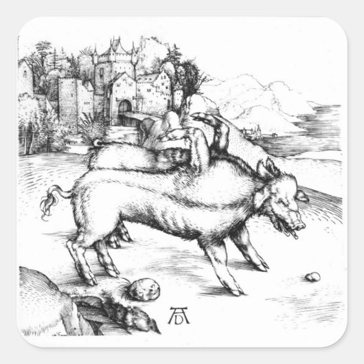 怪物のような豚 スクエアシール (正面)